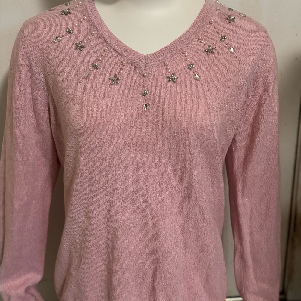 Pink Sweater with Jewles